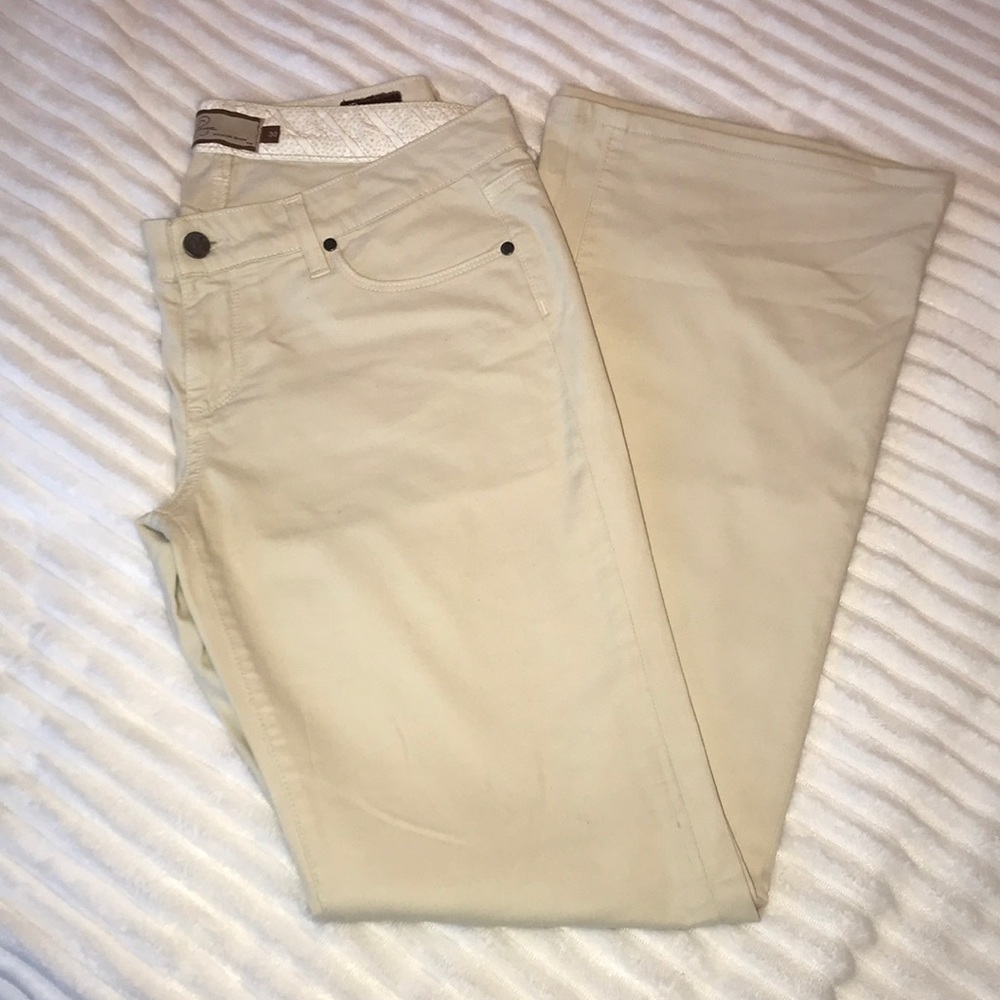 Paige denim, tan super soft boot cut jeans, 30.